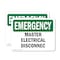 Signmission Master Electrical Disconnect Emergency Sign, Vinyl Decal, 10in W x 7in L, 2PK OS-2PACK-EM-D-710-L-10401 - alternate 1